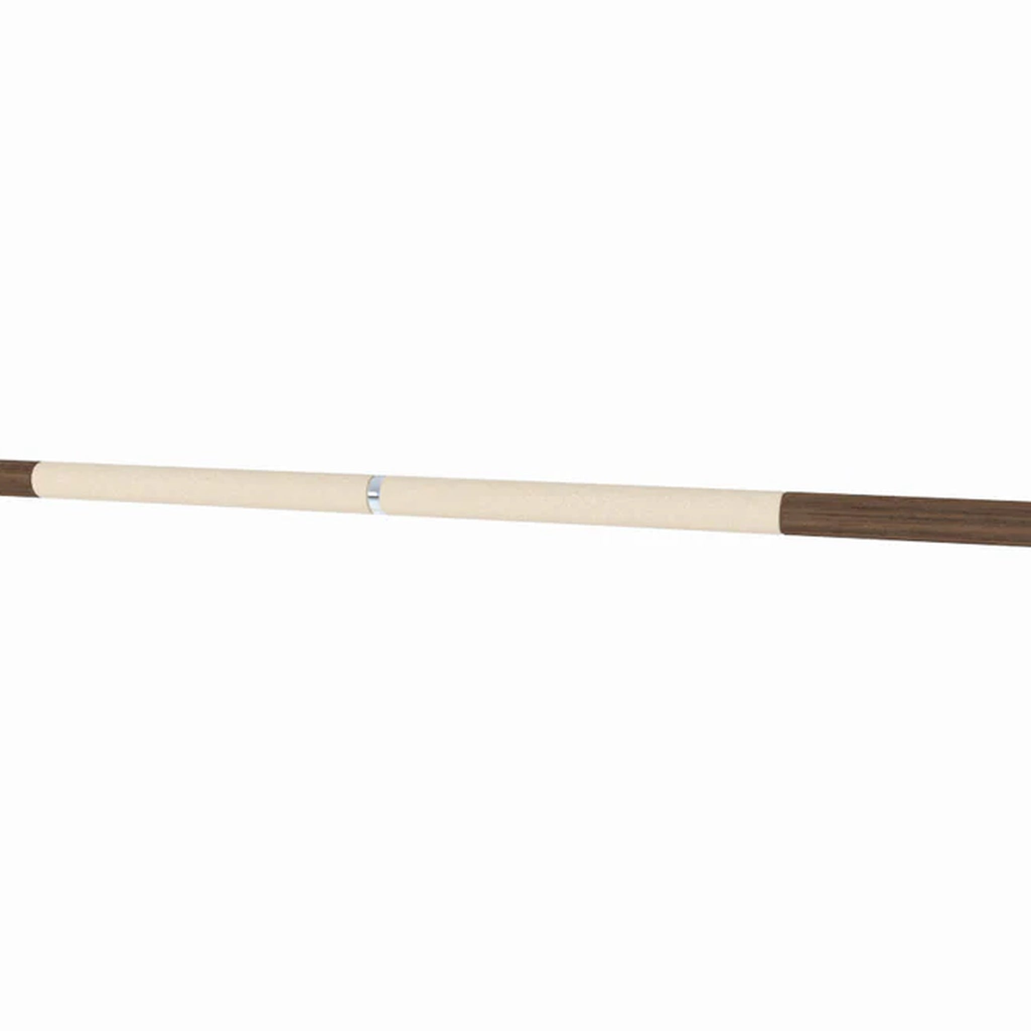 A wooden stick featuring a white handle, suitable for various uses or activities.