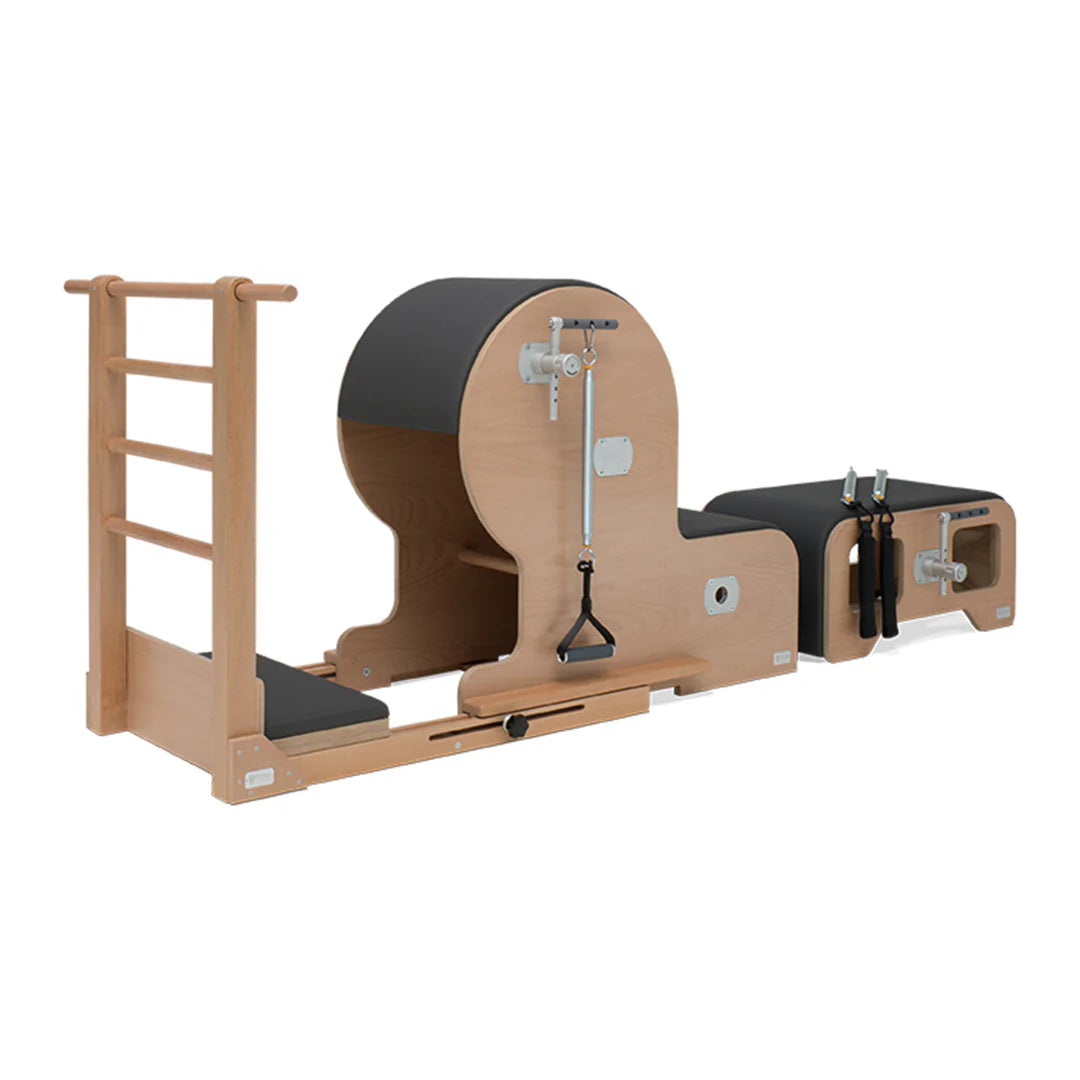 BASI Systems Arm Chair Barrel Set with ladder, saddle, and chair box for advanced Pilates training