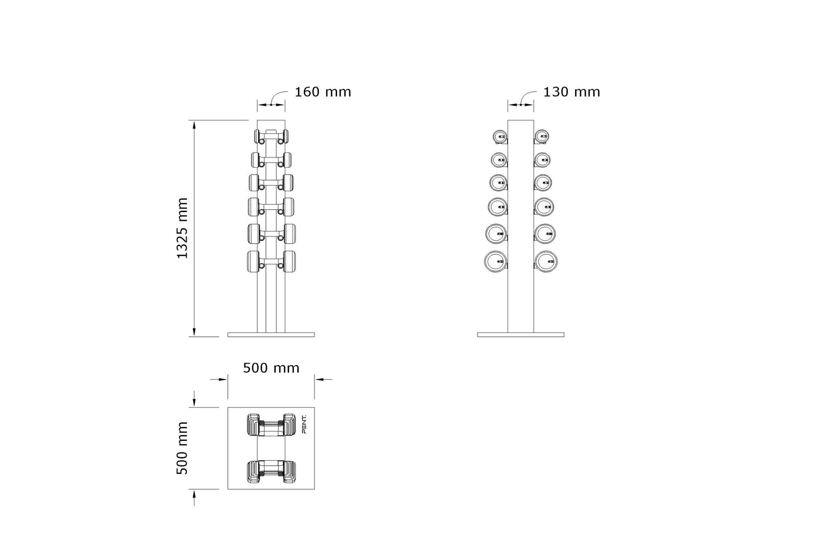 Vertical rack with light dumbbells – COLMIA series