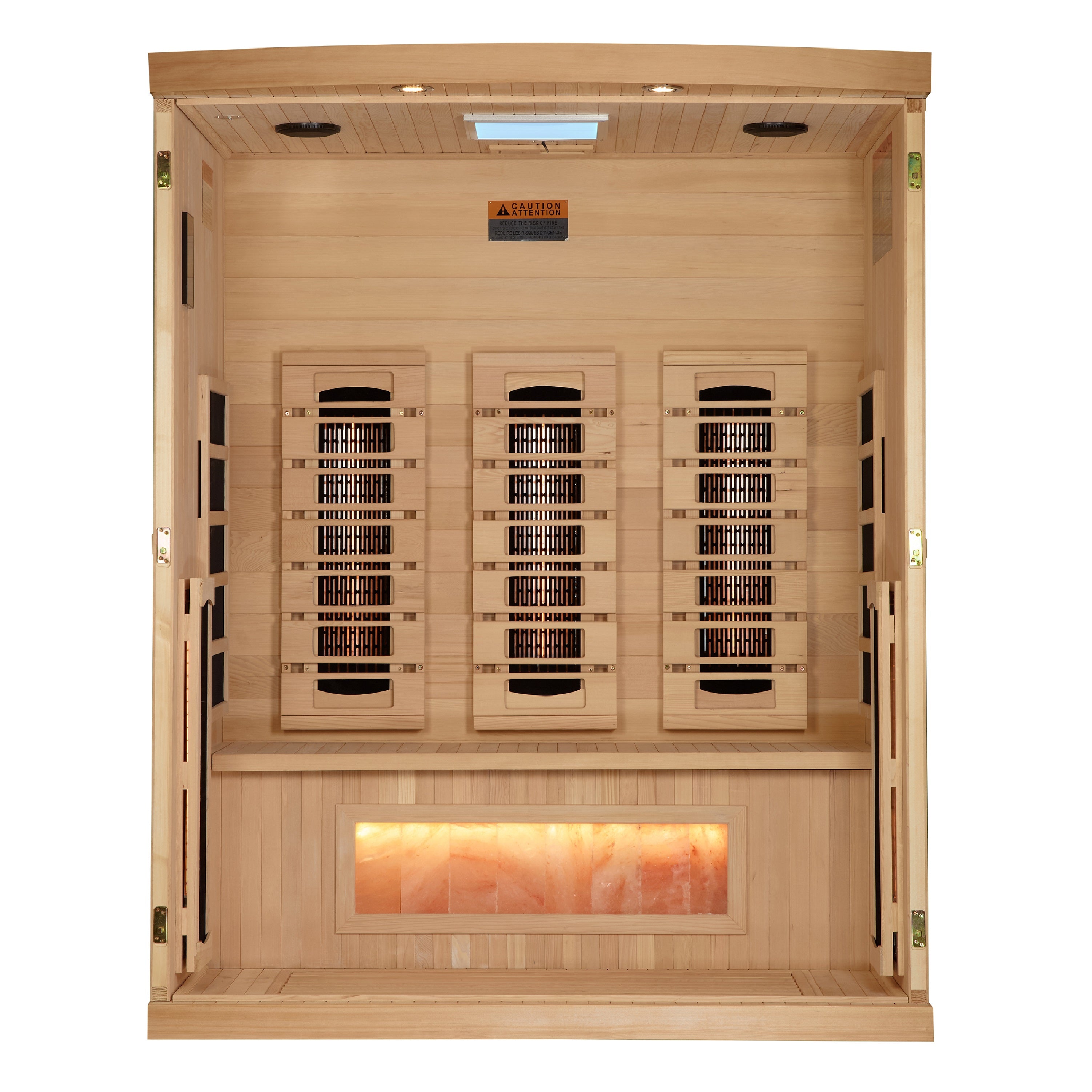 Golden Designs 3-Person Full Spectrum PureTech™ Near Zero (Under 3MG) EMF FAR Infrared Sauna with Himalayan Salt Bar