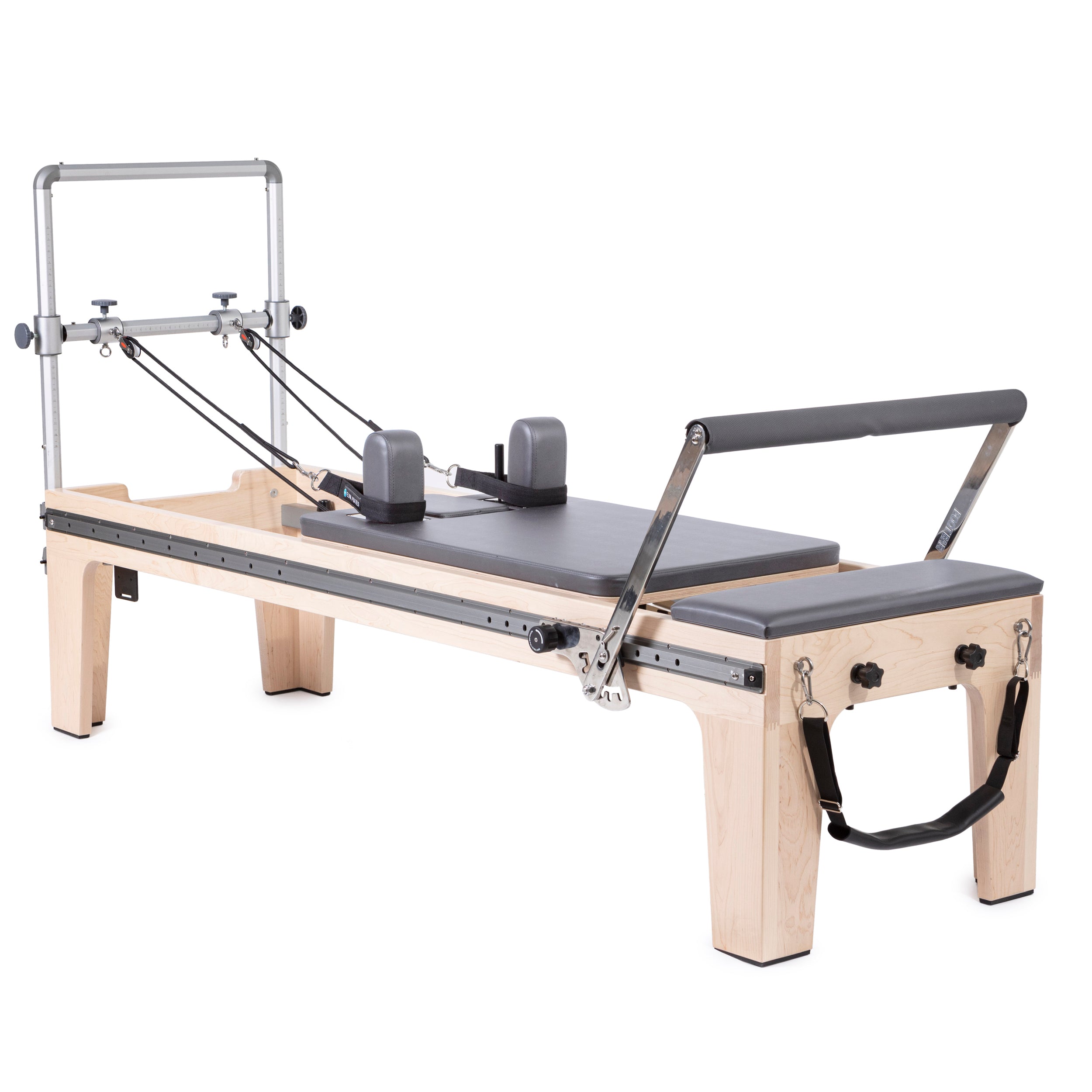 Elina Pilates Master Instructor Physio Reformer with padded jump board, mini tower, and extra-wide box on American maple wood frame