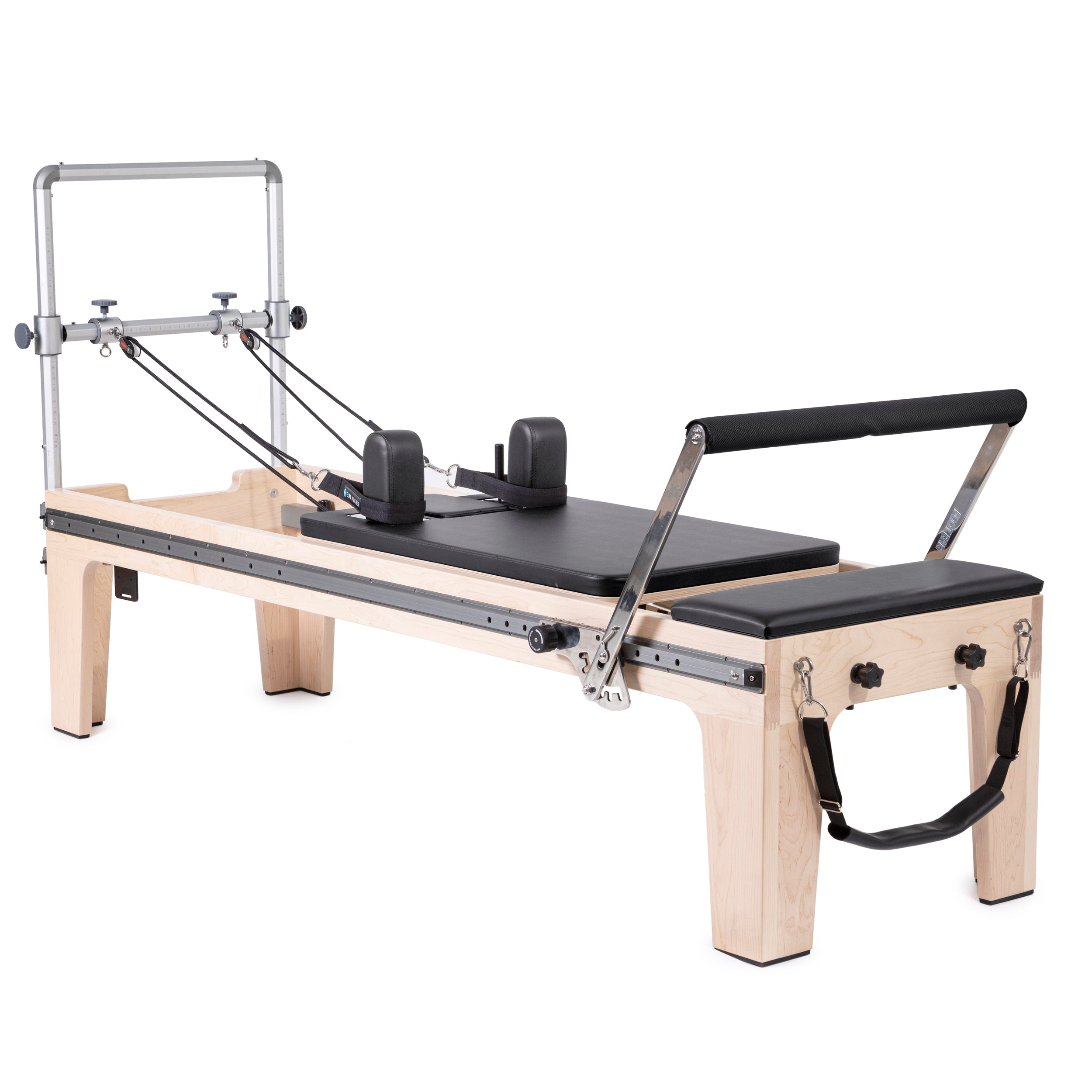 Elina Pilates Master Instructor Physio Reformer with padded jump board, mini tower, and extra-wide box on American maple wood frame