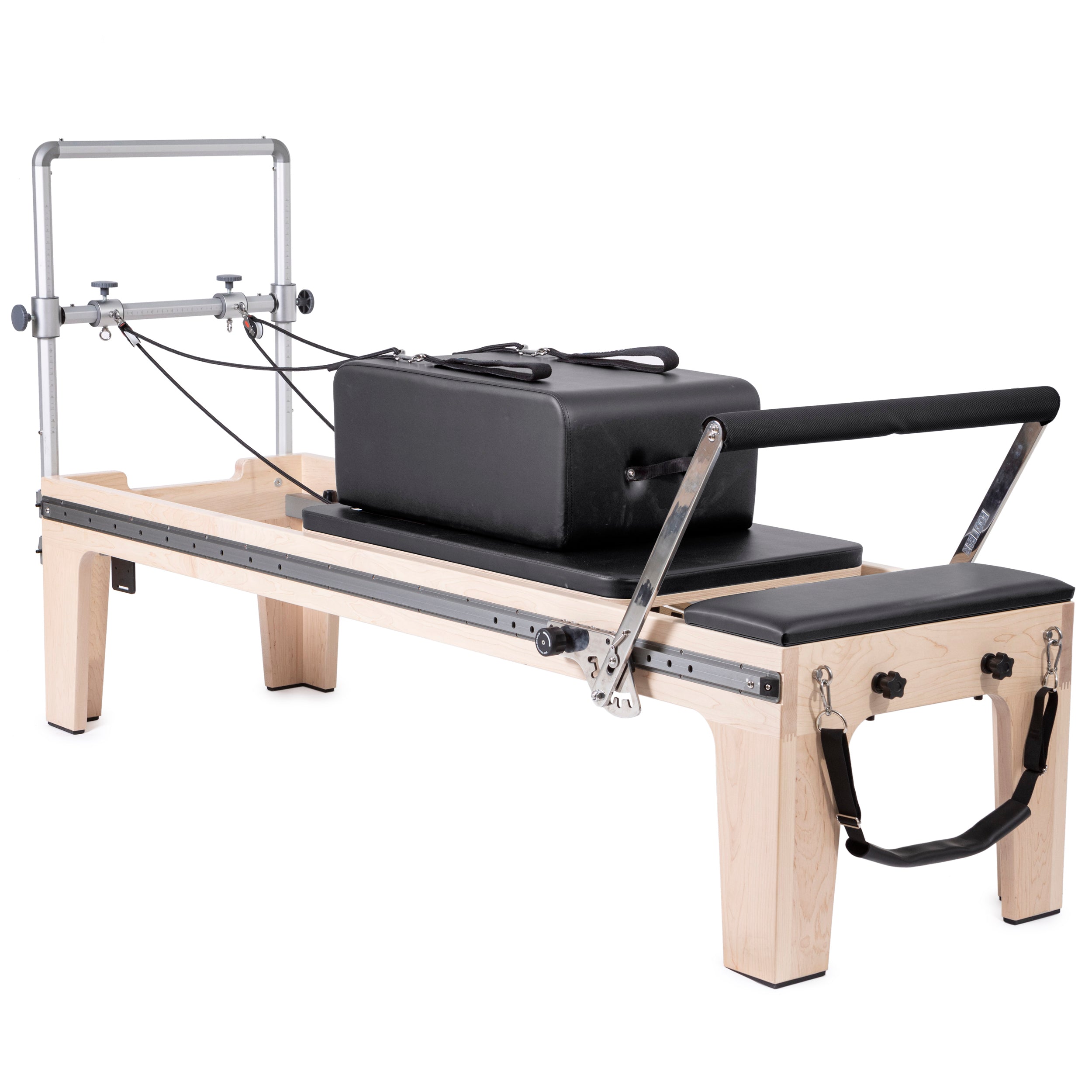 Elina Pilates Master Instructor Physio Reformer with padded jump board, mini tower, and extra-wide box on American maple wood frame