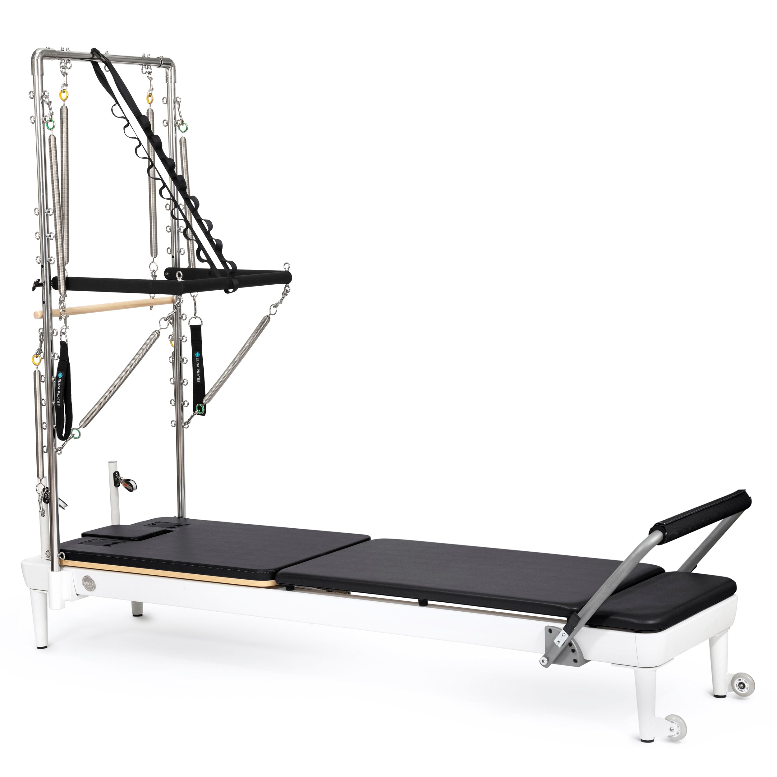 Nubium Pilates Reformer with Tower Bundle in black and gray color