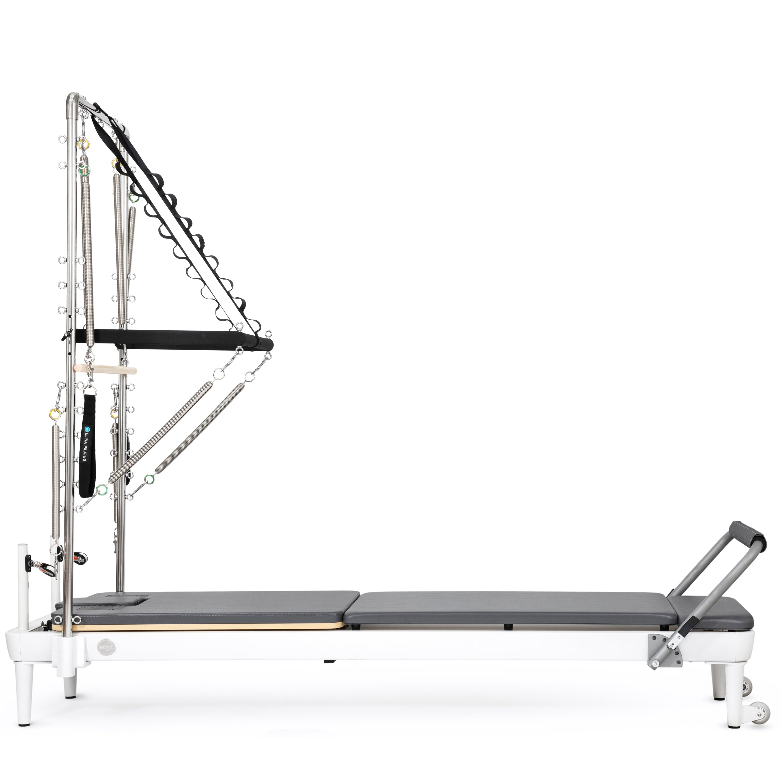 Nubium Pilates Reformer with Tower Bundle in black and gray color