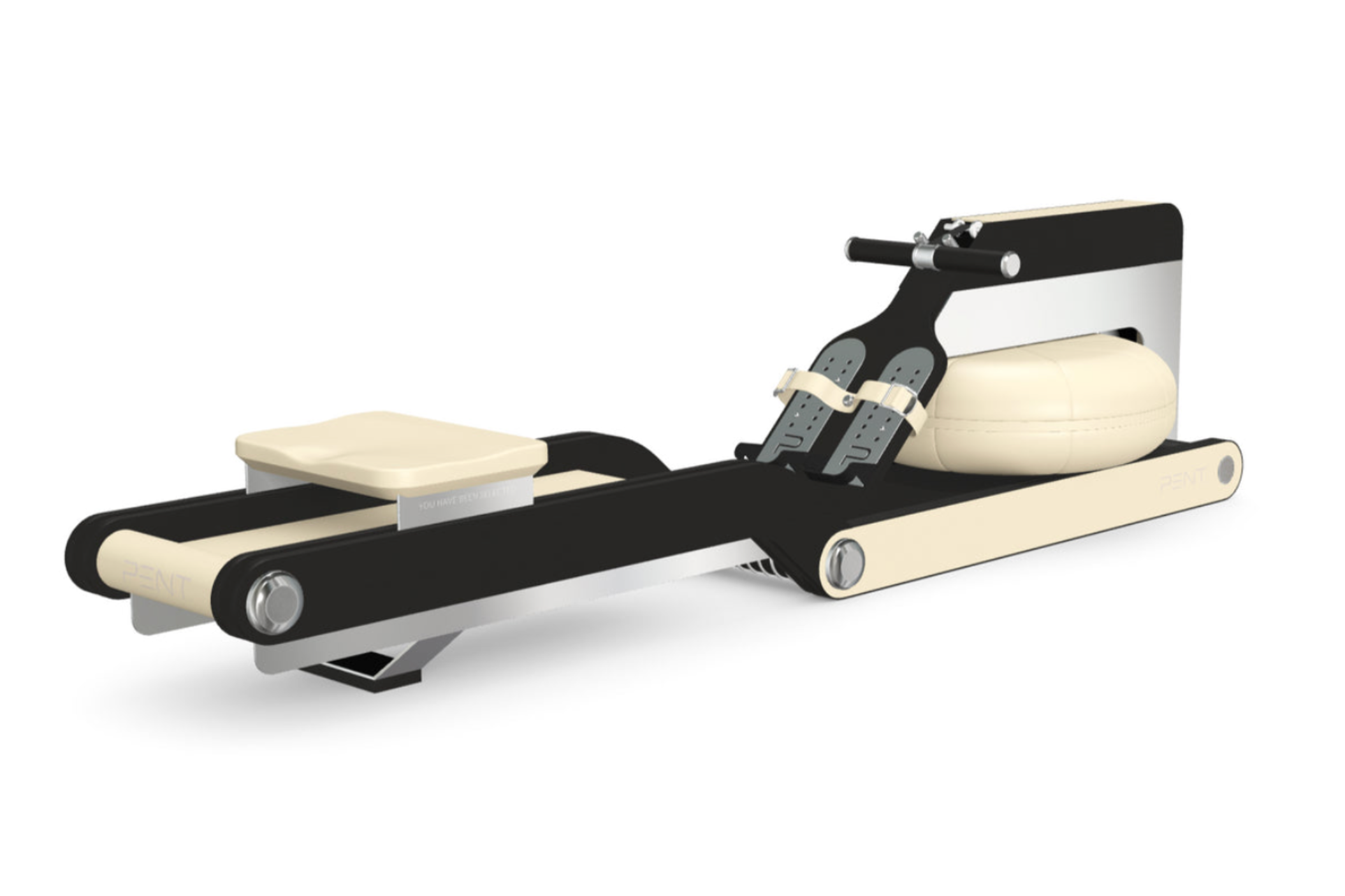 The PENT. VISLA™ luxury manual rowing ergometer, crafted from premium materials like wood, stainless steel, and leather, designed for a seamless workout experience.