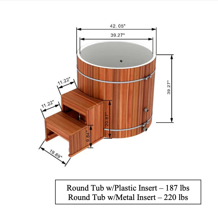 Cold Therapy Barrel: Cedar Exterior & PVC Liner (TUB ONLY)