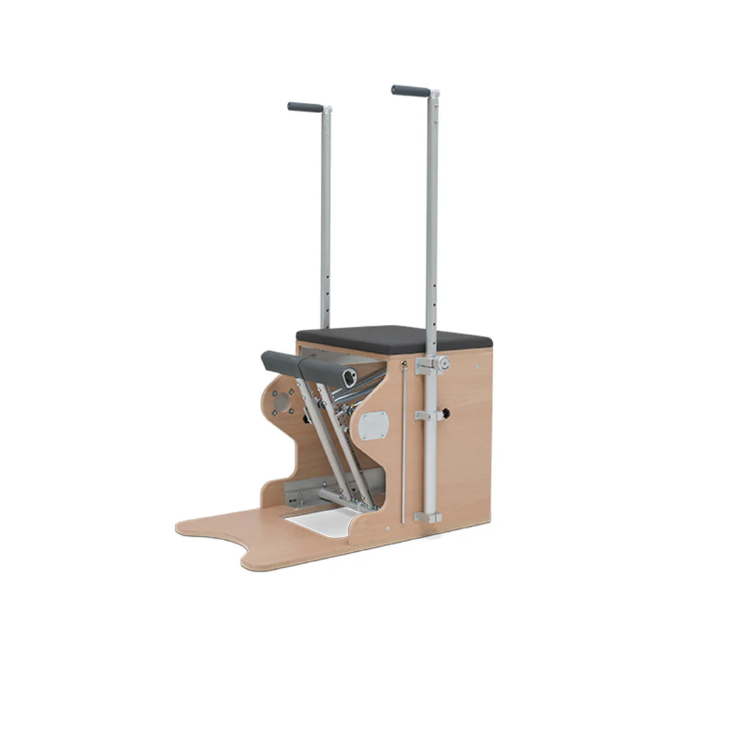 BASI Systems Wunda Chair with split pedal and adjustable handles for advanced Pilates training