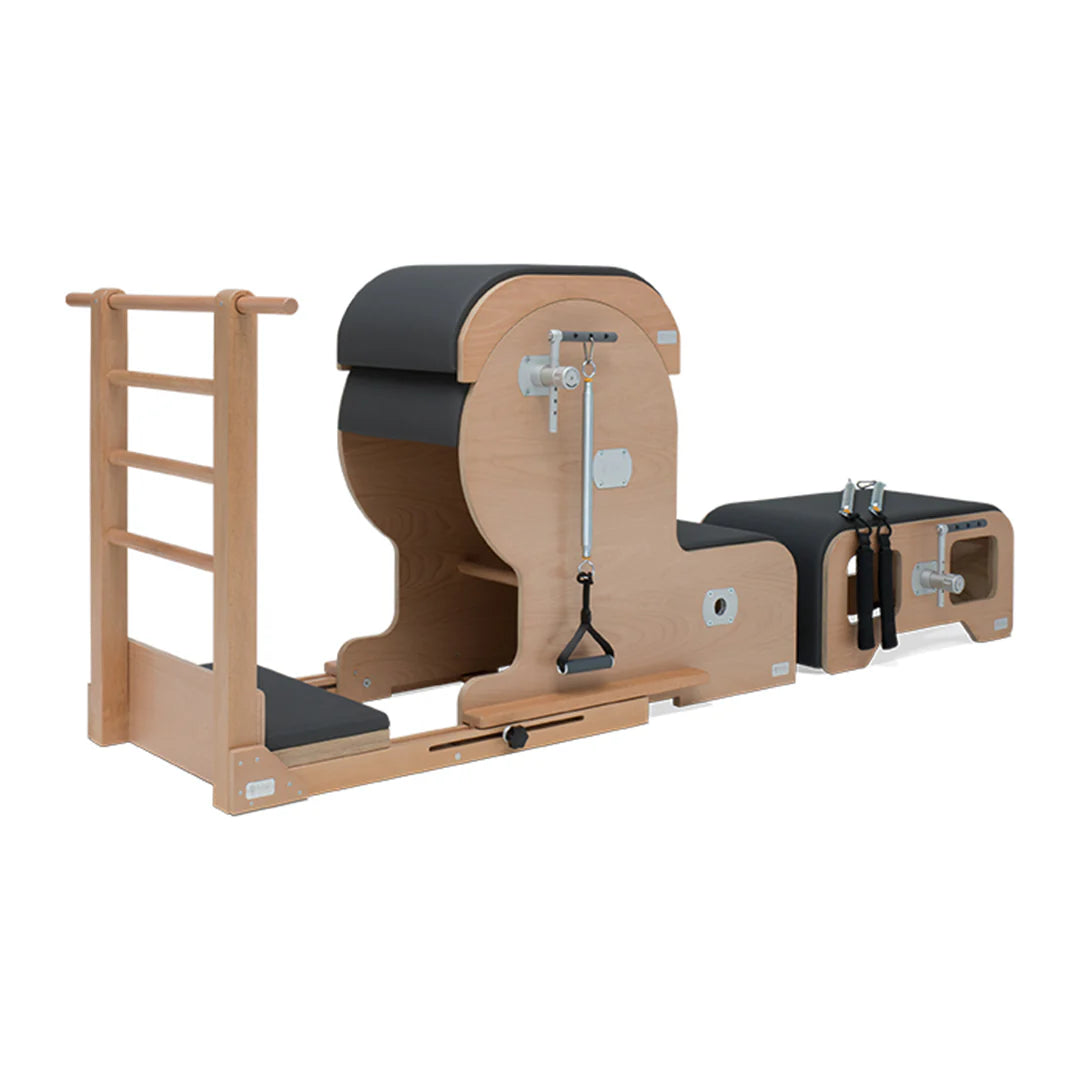 BASI Systems Arm Chair Barrel Set with ladder, saddle, and chair box for advanced Pilates training