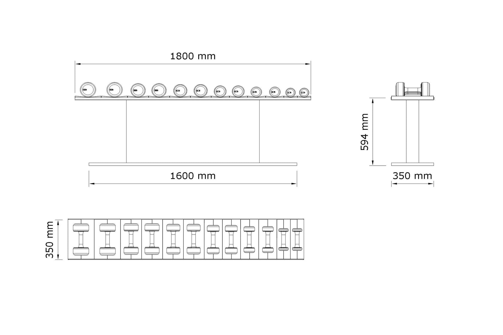 PENT. COLMIA™ LIGHT - Dumbbells With Horizontal Rack