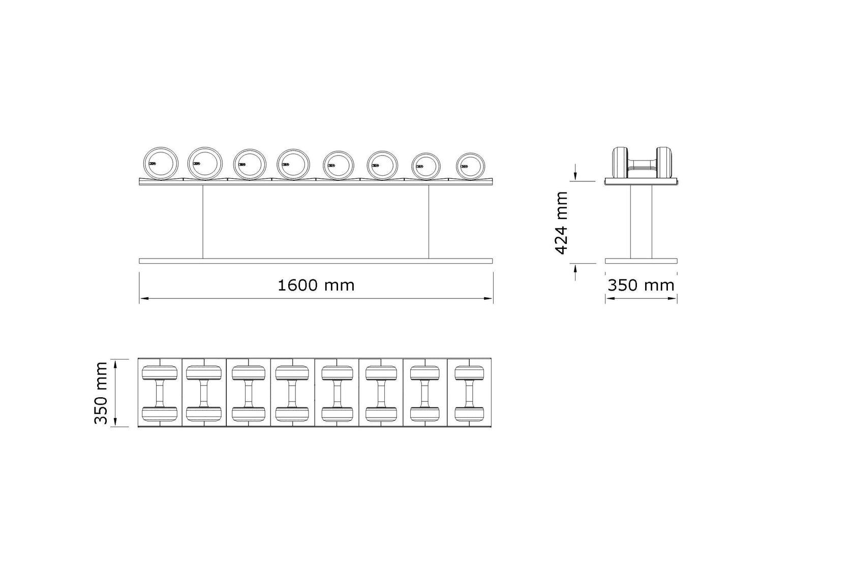 PENT. COLMIA™ POWER - Dumbbells With Horizontal Rack