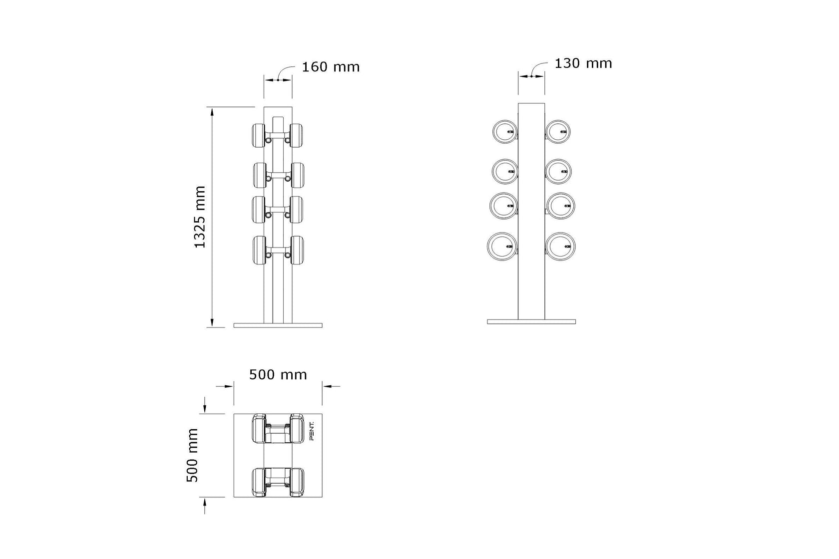 PENT. COLMIA™ POWER - Dumbbells With Vertical Rack