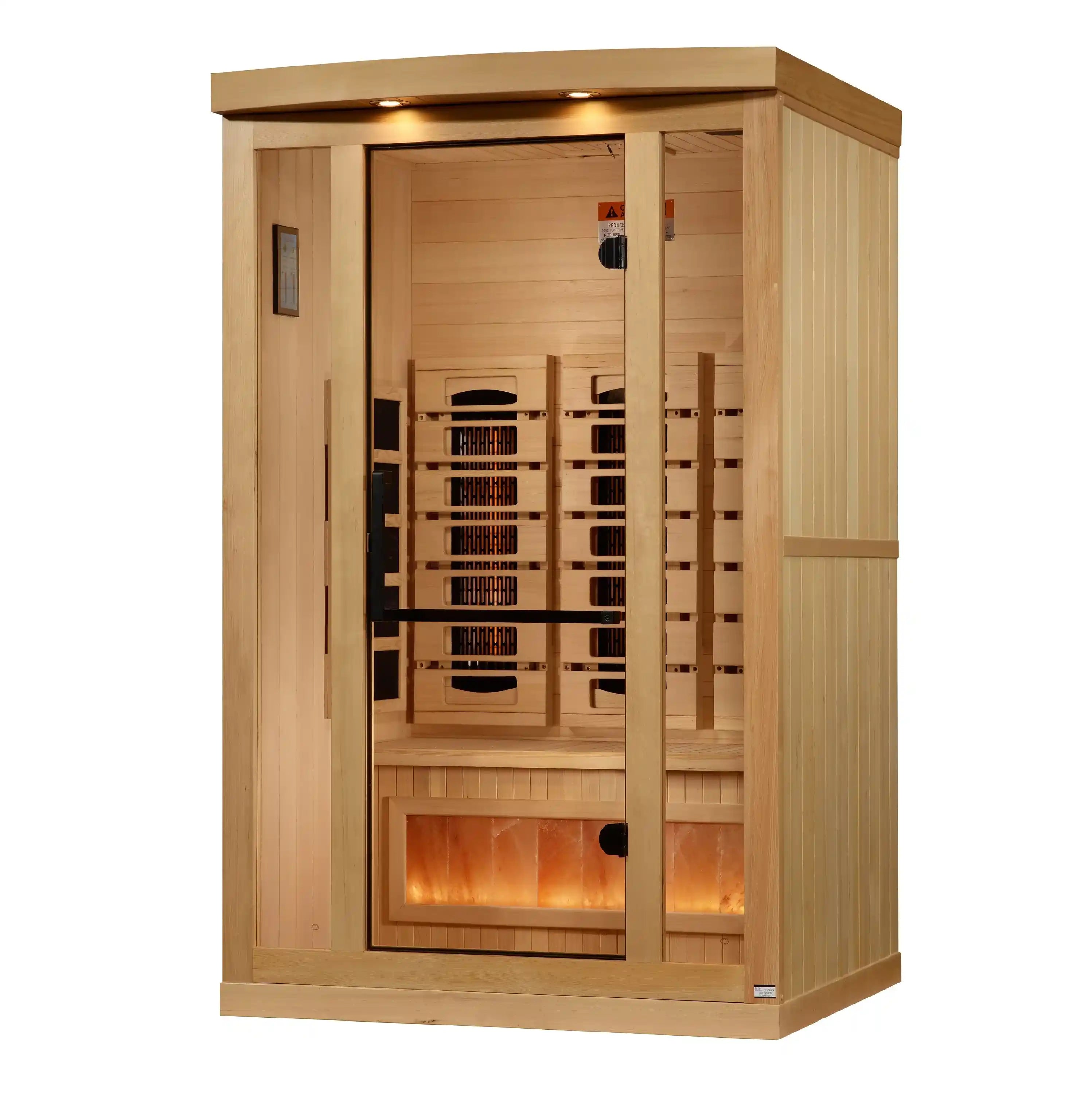 Golden Designs 2-Person Full Spectrum PureTech™ Near Zero (Under 3MG) EMF FAR Infrared Sauna with Himalayan Salt Bar