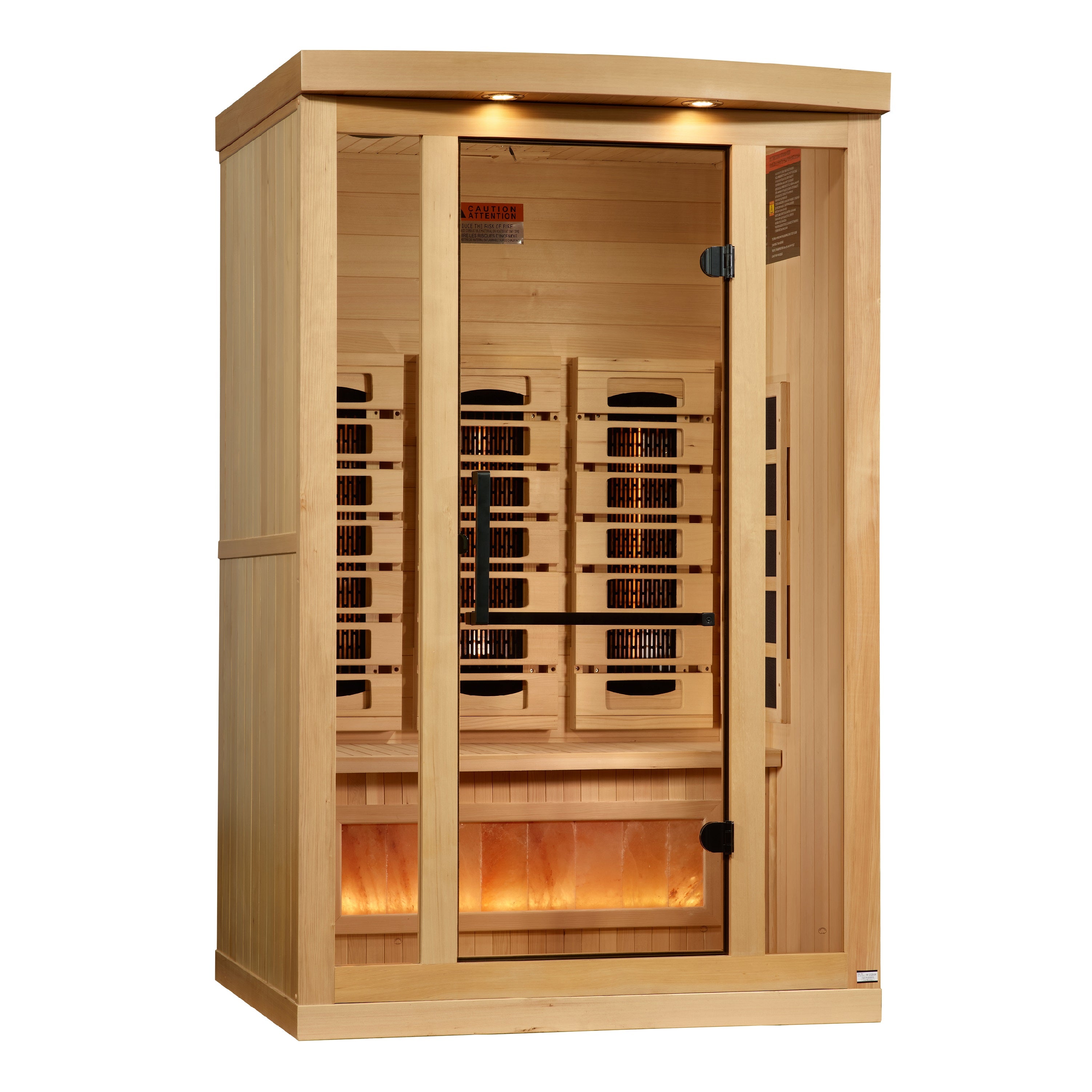 Golden Designs 2-Person Full Spectrum PureTech™ Near Zero (Under 3MG) EMF FAR Infrared Sauna with Himalayan Salt Bar