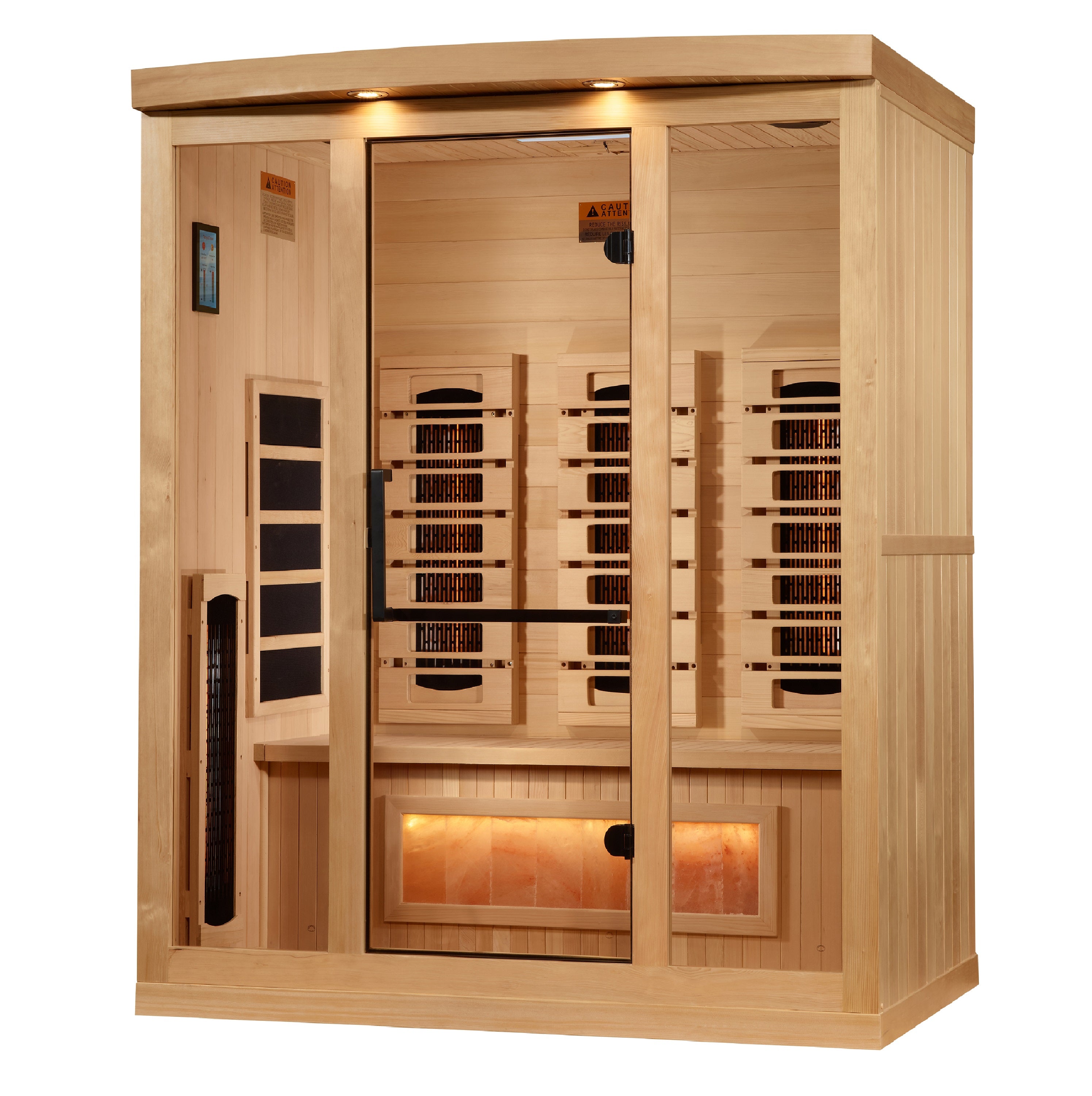 Golden Designs 3-Person Full Spectrum PureTech™ Near Zero (Under 3MG) EMF FAR Infrared Sauna with Himalayan Salt Bar
