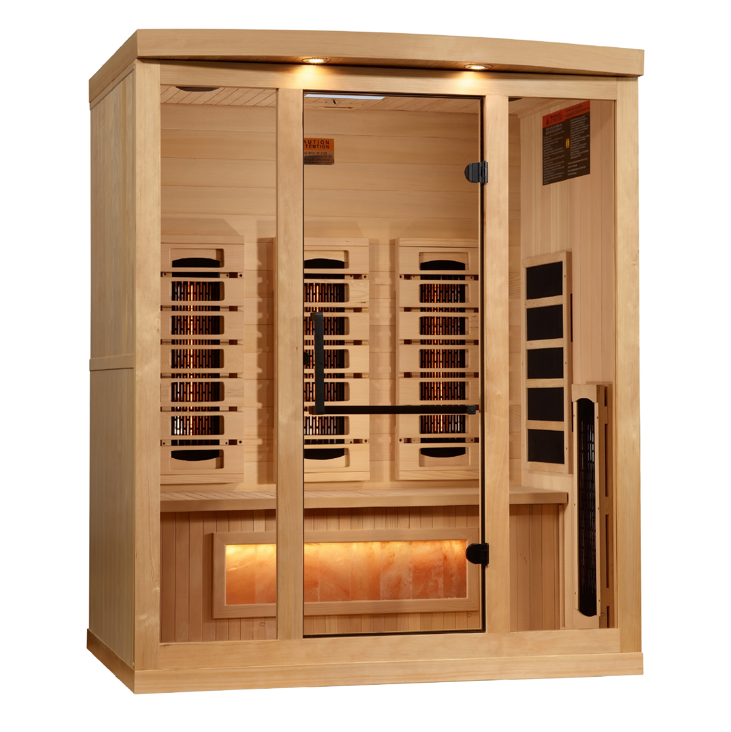 Golden Designs 3-Person Full Spectrum PureTech™ Near Zero (Under 3MG) EMF FAR Infrared Sauna with Himalayan Salt Bar