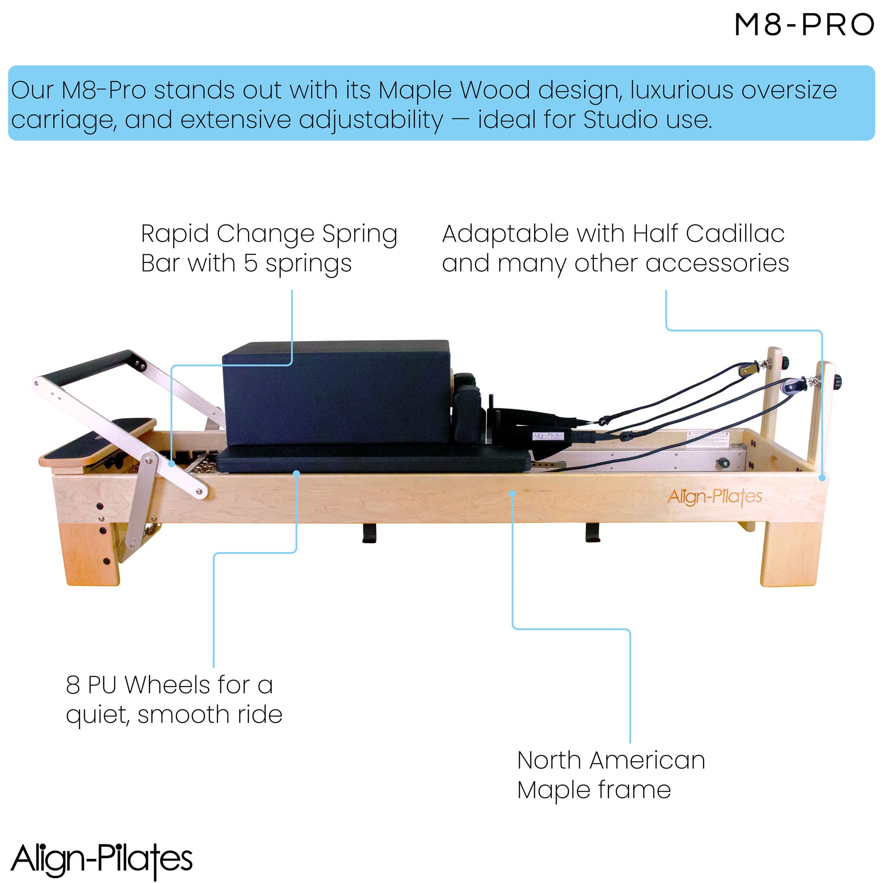 Align Pilates® M8-Pro Maple Wood Reformer Bundle