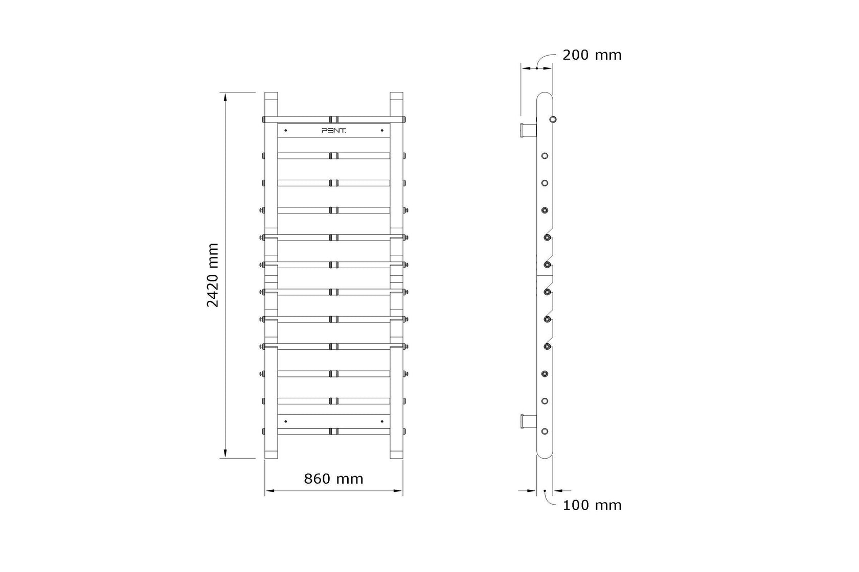 Customizable-PENT-SCALA-ADVANCE-Fitness-Wall-Bar-Stainless-steel-metal