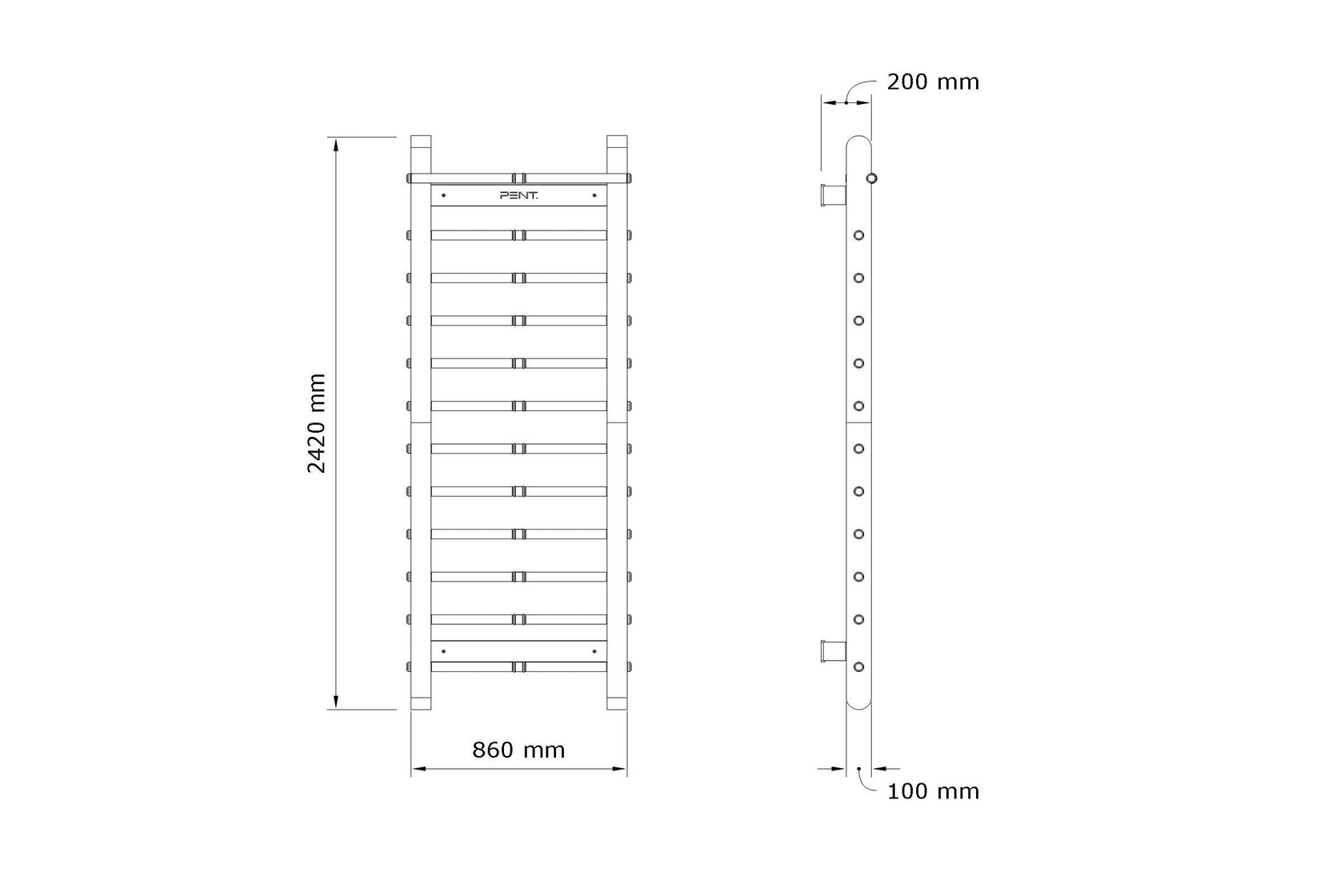 PENT-SCALA-ADVANCE-Fitness-Wall-Bar-Stainless-steel-metal