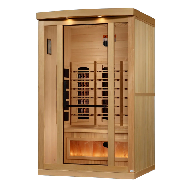 Golden Designs 2-Person Full Spectrum PureTech™ Near Zero (Under 3MG) EMF FAR Infrared Sauna with Himalayan Salt Bar