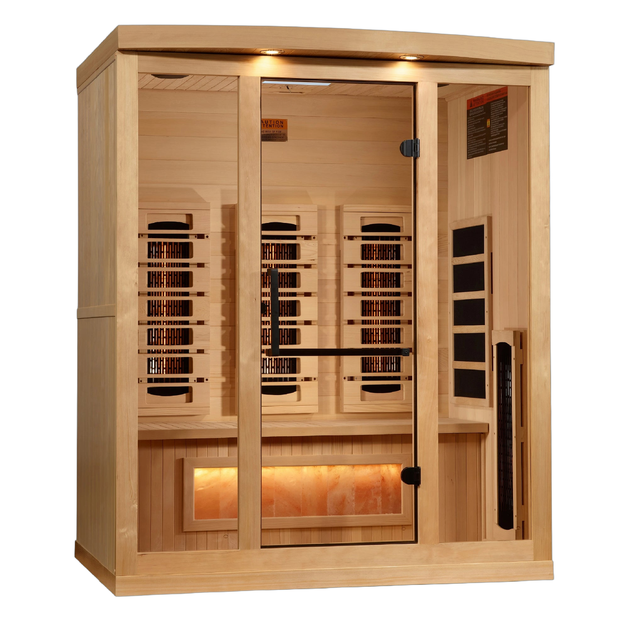 Golden Designs 3-Person Full Spectrum PureTech™ Near Zero (Under 3MG) EMF FAR Infrared Sauna with Himalayan Salt Bar