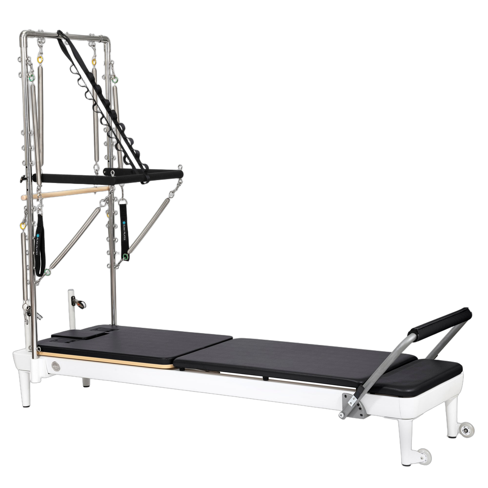 Nubium Pilates Reformer with Tower Bundle in black and gray color