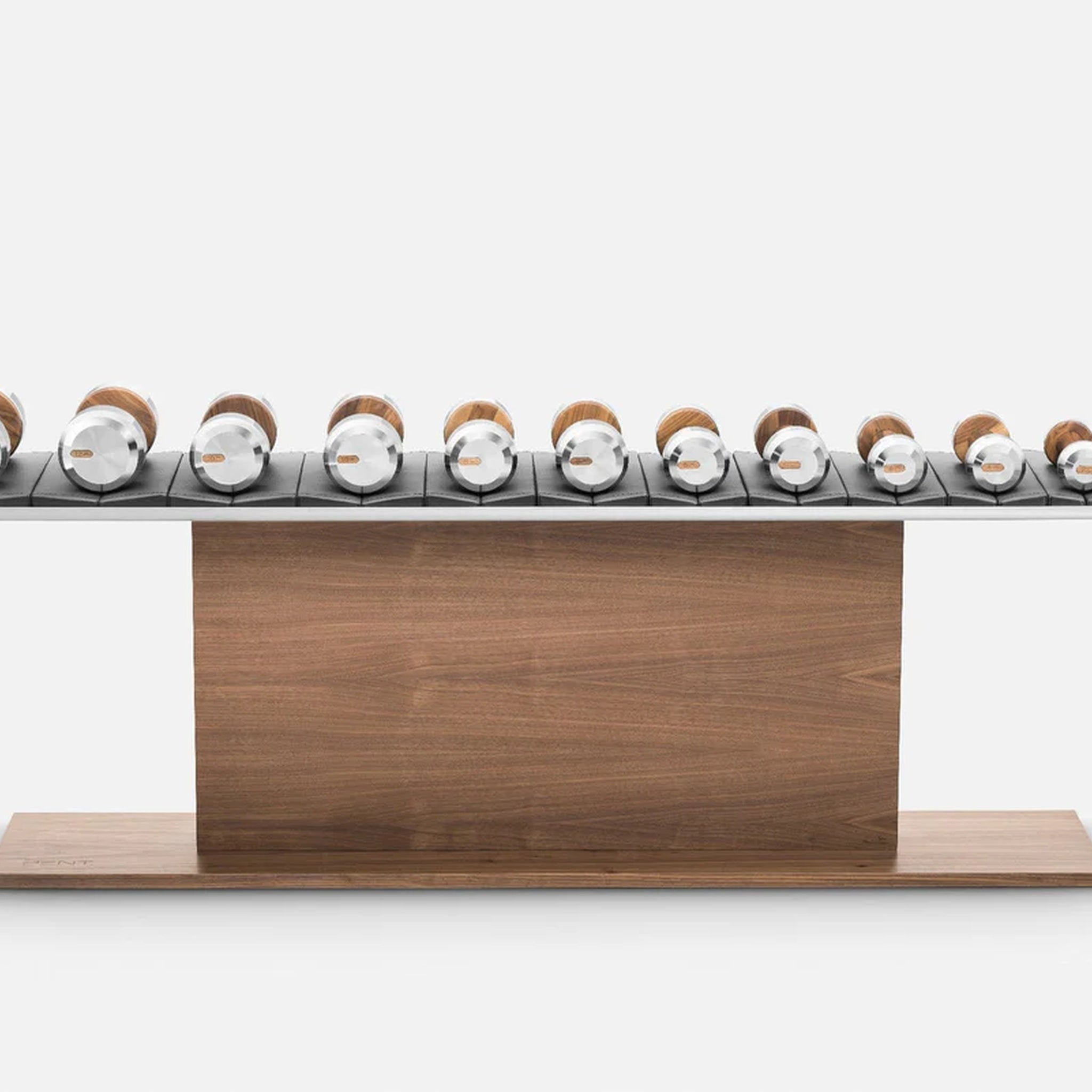 PENT. COLMIA™ LIGHT Dumbbells Set with sleek wooden and stainless steel design.